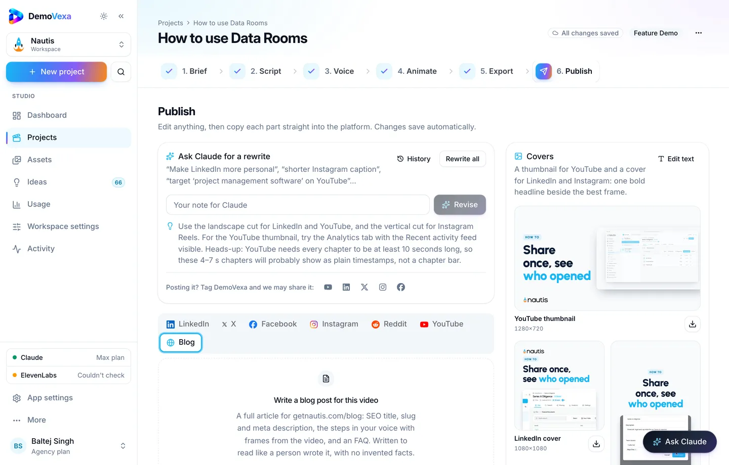 Publish Blog fields if the same proof also becomes a feature article